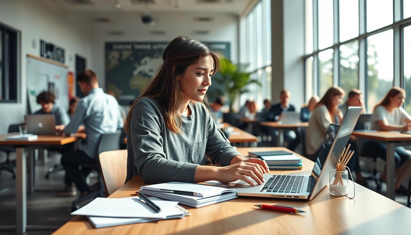 Student using online courses for flexible education